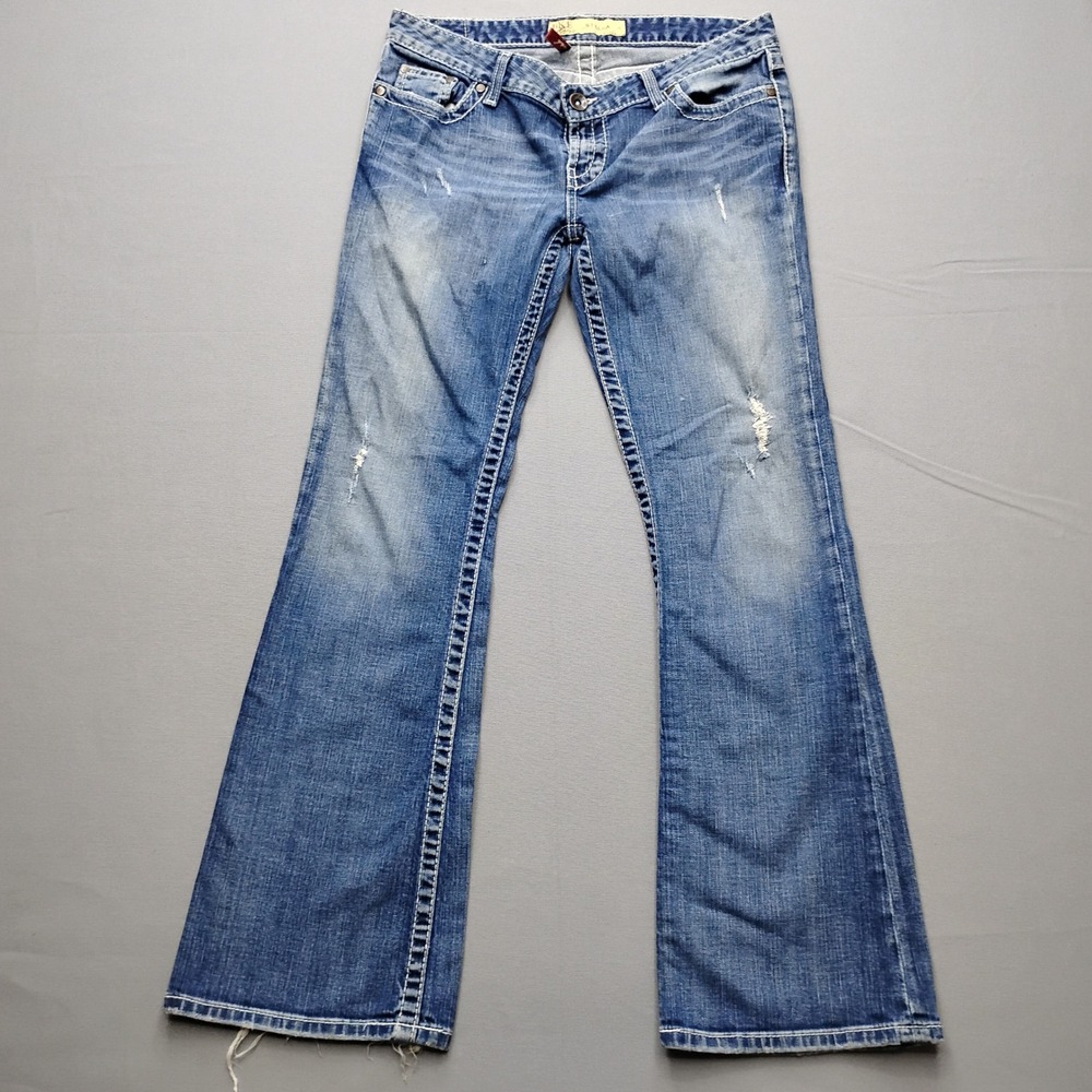 BKE Stella Bootcut Jeans Womens 30 Medium Wash Distressed BKL2595R Low Rise